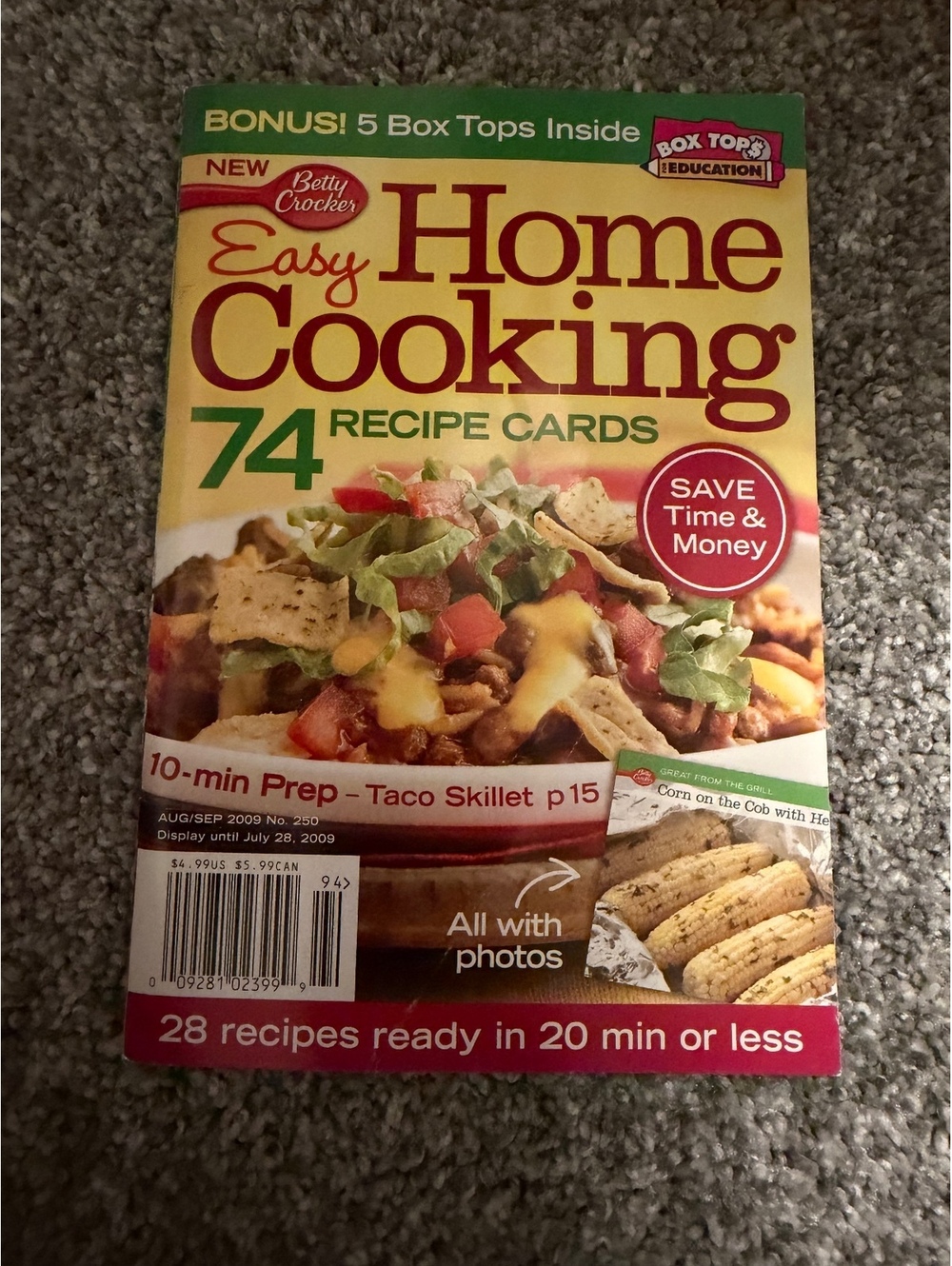 Betty Crocker Easy Home Cooking 74 Recipe Cards Magazine Aug/Sep 2009 Issue